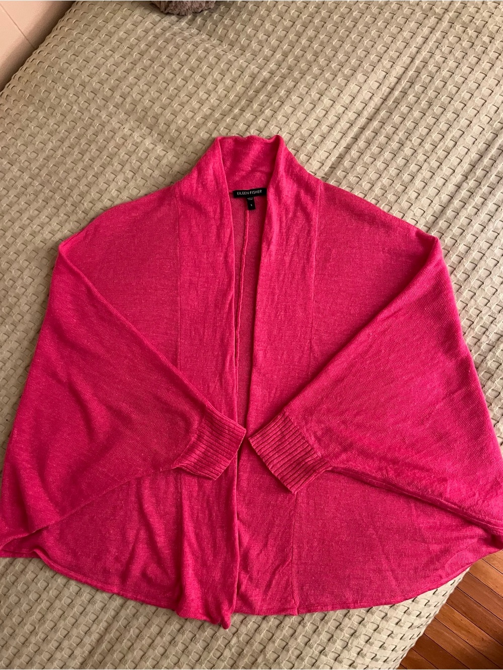 EILEEN FISHER LINEN DOLMAN SLEEVE OPEN CARDIGAN PINK SMALL EUC